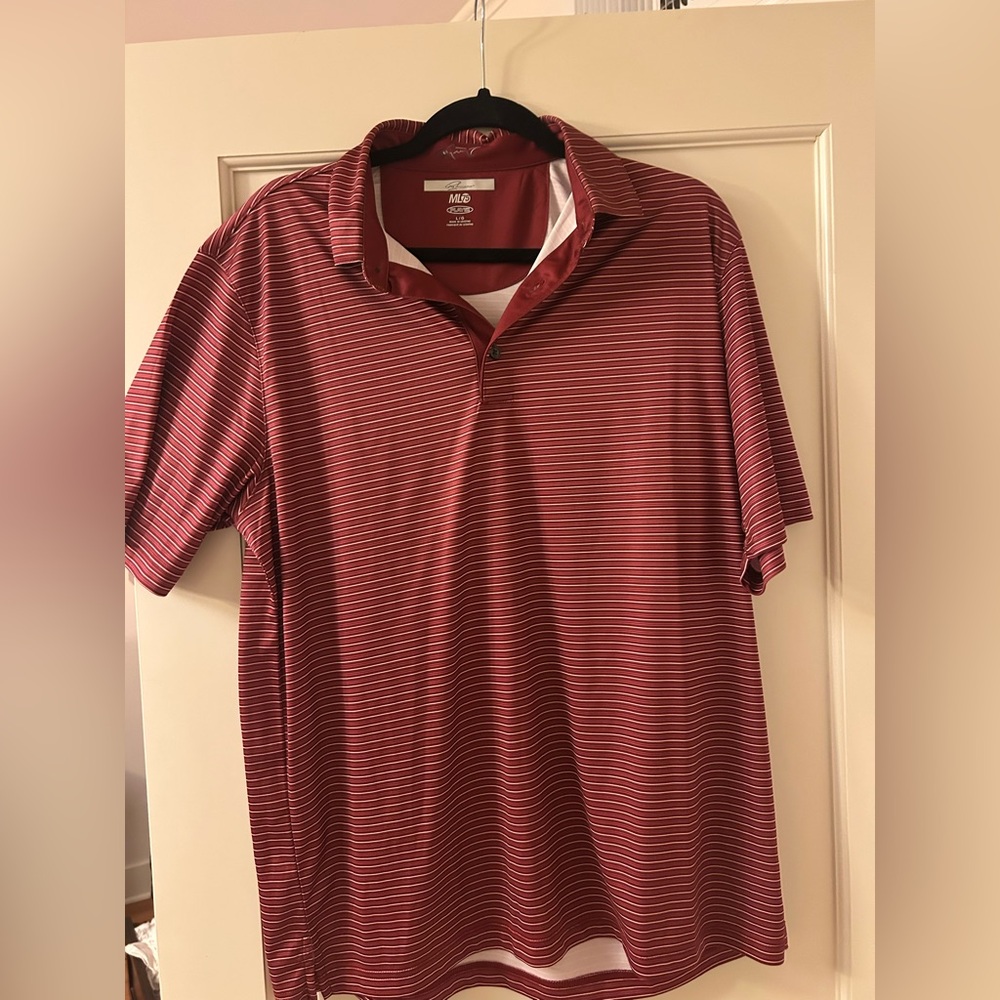 Greg Norman Collection Maroon Striped Polo Shirt